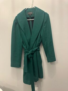 Ann Taylor Shawl Collar Belted Wrap Coat Fresh Evergreen. Women’s Medium